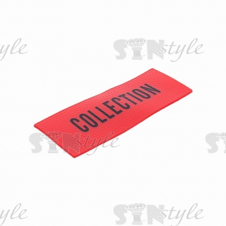 Аппликация пришивная ПВХ, размер 38х14 мм, цвет красный фото 2