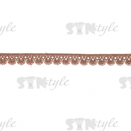 Кружево ажурное, тонкая изящная нежная гирлянда с причудливым узором и резными краями, ширина 15 мм, цвет каппучино , намотка 10 ярдов  фото 2