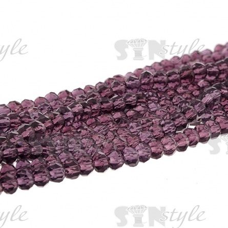 Бусины граненые Рондель (стекло), цвет фиолетовый (08), 6 мм, 100 шт/нить фото 1