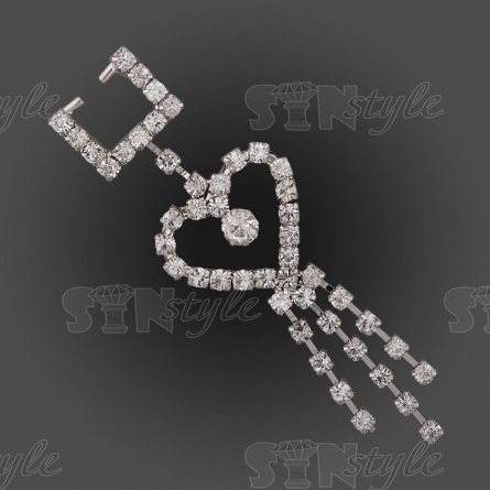 Пряжка металлическая со стразами ,никель / белые стразы  фото 1