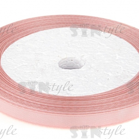 Декоративная лента атласная, ширина 6 мм, намотка 25 ярдов, цвет пыльно-розовый (№169) фото 2