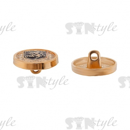 Пуговица металлическая на нодке, размер 28L, цвет золотой+черный  фото 3