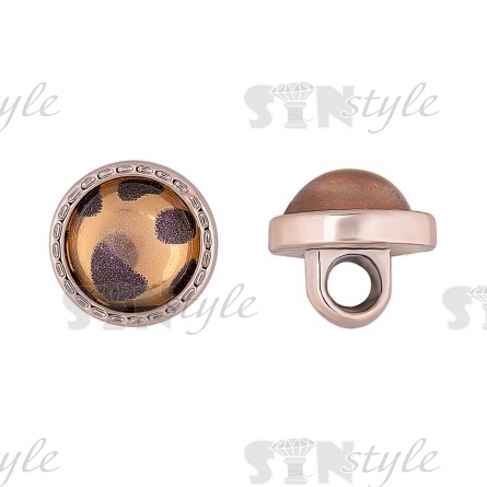 Пуговица пластиковая на ножке, круглой формы, размер 18L, основа золотая с вставкой желтого цвета фото 1