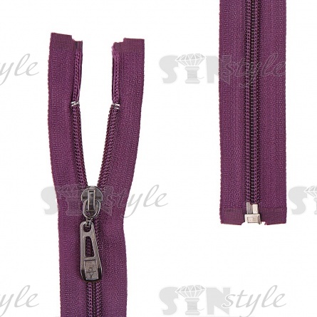 Молния спираль, тип 5, разъемная, длина 80 см, цвет 180 (фиолетовый), бегунок темный никель фото 1
