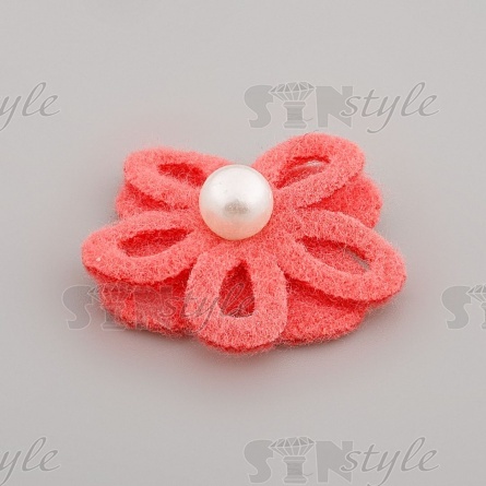 Цветочки декоративные, цвет кораловый, размер 25 мм,  фото 2
