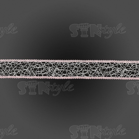 Декоративная лента капроновая "паутинка", ширина 25 мм, цвет белый с розовым, намотка 25 ярдов фото 2