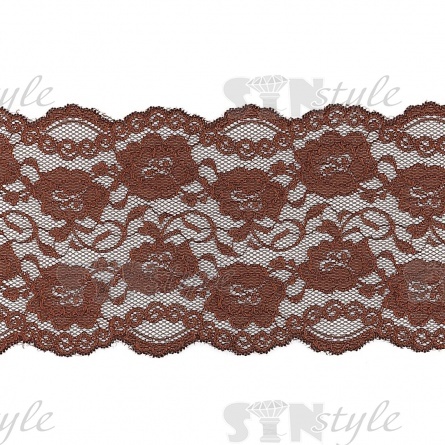 Кружево эластичное, ширина 160 мм, цвет коричневый, намотка 15 ярдов фото 1