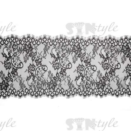 Кружево "Французское", ширина 240 мм, цвет черный, длина 3 метра фото 2