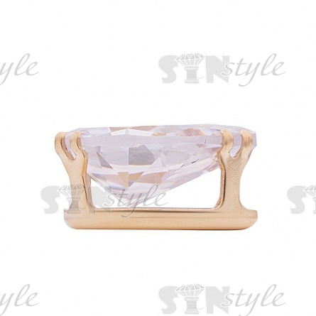 Стразы пришивные стеклянные в цапах, форма капля, цвет золото+белый прозрачный, размер 9*14 мм фото 2