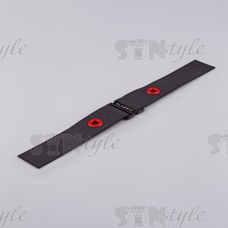 Аппликация пришивная ПВХ, с люверсами и пряжкой с надписью, размер 220x25 мм, цвет черный фото 2