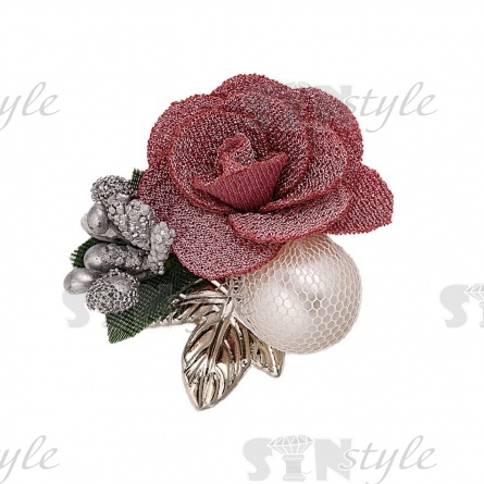 Композиция цветочная на фетровой основе, цвет пурпурный, размер 45 мм,  фото 1