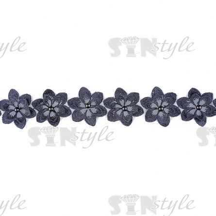 Цветочки из капроновой ленты, размер 45 мм, намотка 20 ярдов, цвет темно-синий (№ 41) фото 2