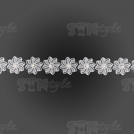 Цветочки из капроновой ленты, ширина 35 мм, намотка 20 ярдов, цвет белый (№ 7) фото 2