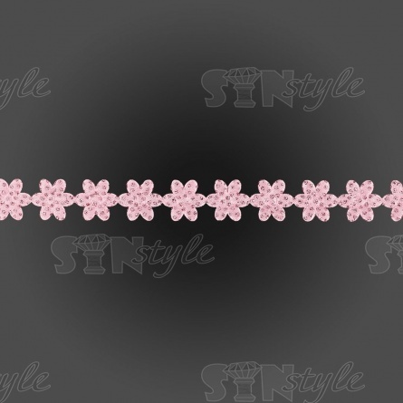 Декоративная лента из цветочков, цвет розовый, ширина 20 мм, намотка 20 ярдов фото 2