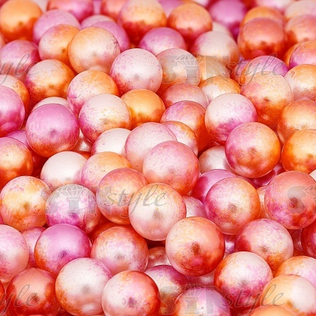 Бусины под жемчуг прибивные с градиентом, размер 5 мм, цвет грязно-розовый с оранжевым, вес 500 г  фото 3