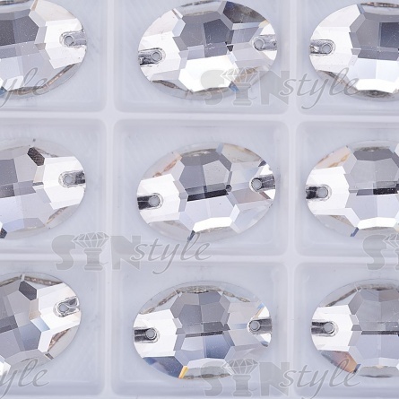 Стразы пришивные стеклянные Овал, цвет белый прозрачный, размер 17*25 мм фото 2