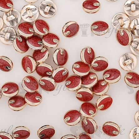 Пуговица пластиковая на ножке, круглой формы, размер 20L, цвет золотой+красный фото 3