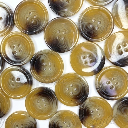 Пуговица пластиковая на четыре прокола, размер 32L, цвет желто-коричневый фото 3