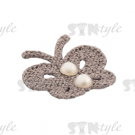 Аппликация 3D "Бабочка", цвет серый, размер 30х28 мм фото 2