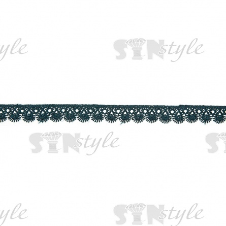 Кружево ажурное, тонкая изящная нежная гирлянда с причудливым узором и резным краем, ширина 15 мм, цвет темно-зеленый, намотка 10 ярдов  фото 2