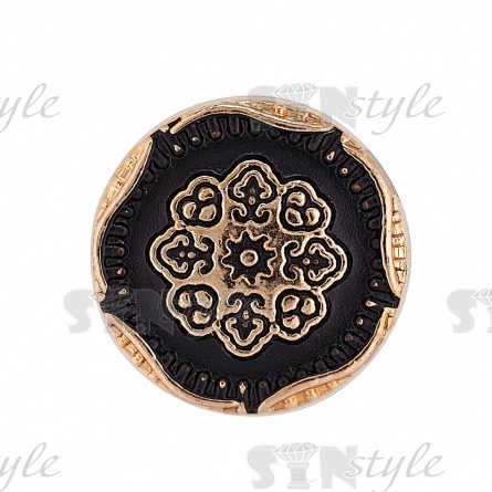 Пуговица металлическая на ножке, золотая с черным, 34L фото 2