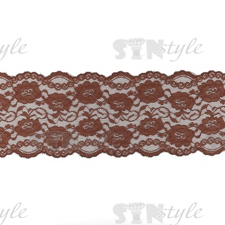 Кружево эластичное, ширина 160 мм, цвет коричневый, намотка 15 ярдов фото 2