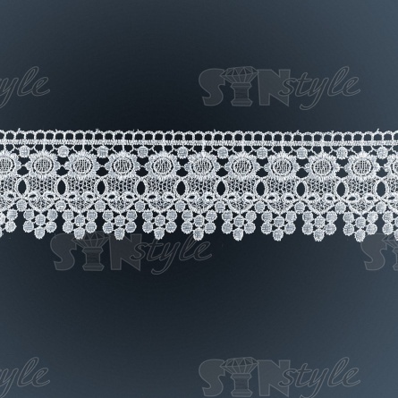 Кружево ажурное с цветочным узором, ширина 80 мм, цвет белый, намотка 15 ярдов фото 1