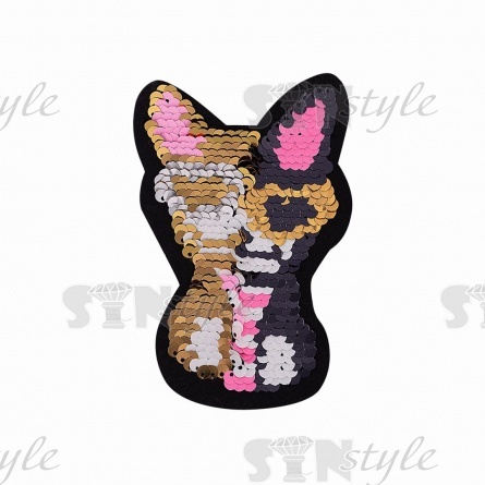 Термоаппликация-перевертыш из двухсторонних пайеток "Кошка", размер 115х75 мм фото 3