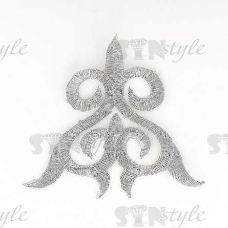 Термоаппликация орнамент, цвет серебряный, размер 95х100мм фото 1