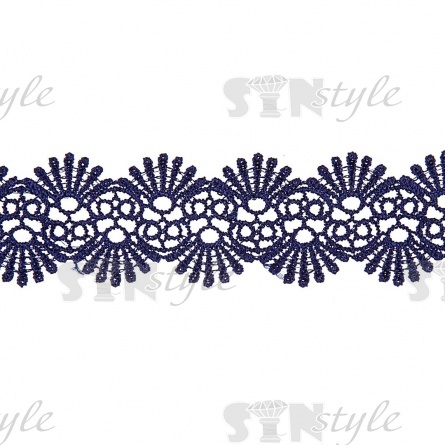 Кружево ажурное, тонкая изящная гирлянда с причудливым узором и резными краями, ширина 40 мм, цвет темно-синий, намотка 10 ярдов  фото 1