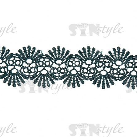 Кружево ажурное, нежная воздушная гирлянда с резными краями, ширина 40 мм, цвет темно-зеленый, намотка 10 ярдов  фото 1