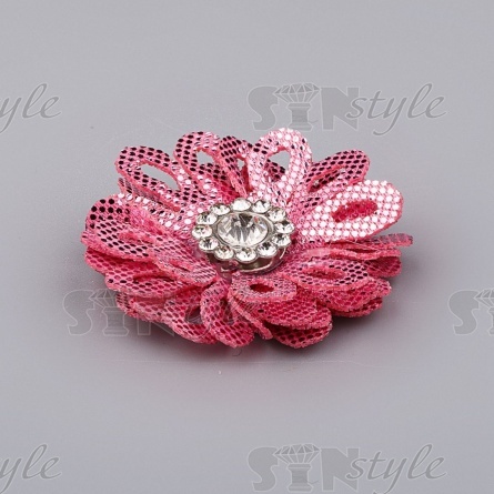 Цветочки декоративные со стразами, цвет грязно-розовый, диаметр 30 мм фото 2