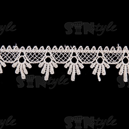 Кружево ажурное, нежная воздушная сеточка с фестонами по контуру, ширина 35 мм, цвет бежевый, намотка 15 ярдов  фото 2