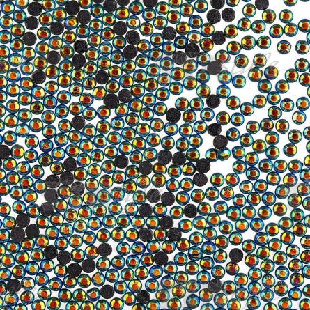 Стразы термоклеевые акриловые SS10, цвет голубой радужный (голография), 500 гр/уп фото 2