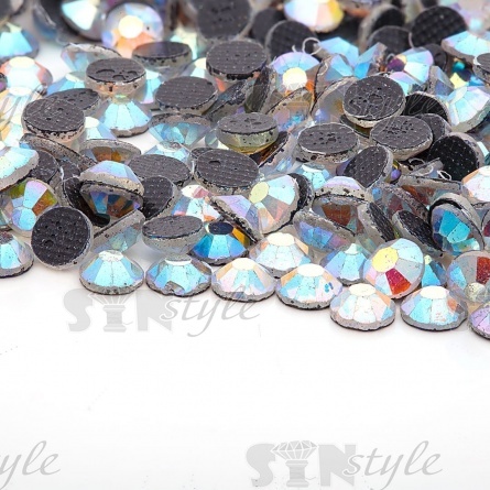 Стразы термоклеевые стеклянные SS16, форма круг, цвет радужный (голография), 1440 шт/уп   фото 3