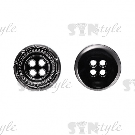 Пуговица пластиковая на четыре прокола, размер 20L, цвет черный фото 1