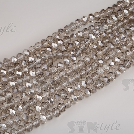 Бусины граненые Рондель (стекло), цвет дымчатый (92), 6 мм, 85шт/нить фото 1