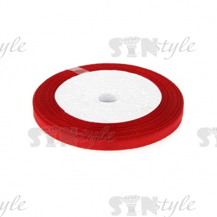 Декоративная лента атласная, ширина 6 мм, намотка 25 ярдов, цвет темно-красный (№132) фото 1