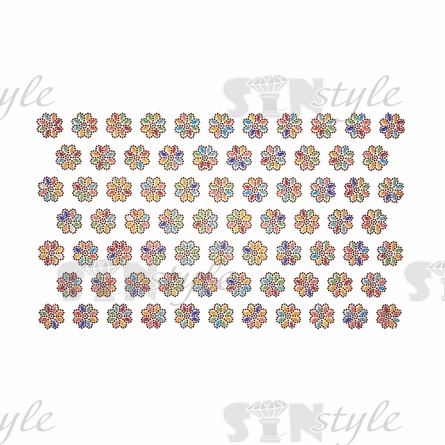 Термоаппликация "Цветок" из стеклянных страз, цвет радужный, размер 28х28 мм, 74 шт на листе, лист 240х400 мм фото 1