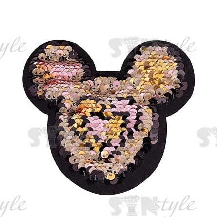 Термоаппликация "Мишка" с пайетками, размер 103х90 мм фото 3