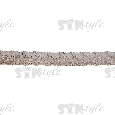 Кружево на сетке черного цвета с вышивкой розового цвета, ширина 50 мм, намотка 10 ярдов фото 2