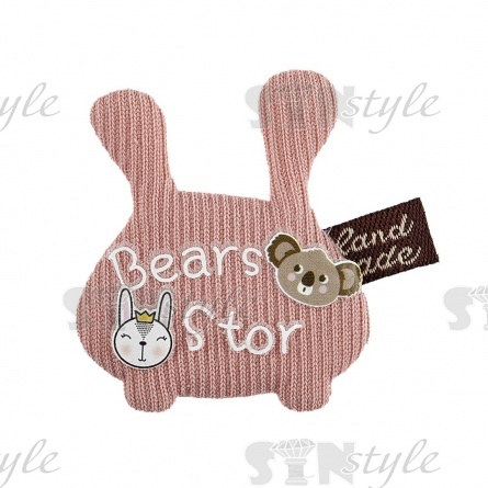 Аппликация 3D "Зайчик", цвет грязно-розовый, размер 40х45 мм фото 1