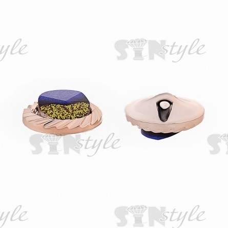 Пуговица пластиковая на полуножке, размер 28L, круглой формы, цвет золотой+синий фото 2