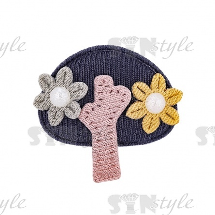 Аппликация 3D "Деревце", цвет серый+грязно-розовый, размер 40х40 мм фото 1