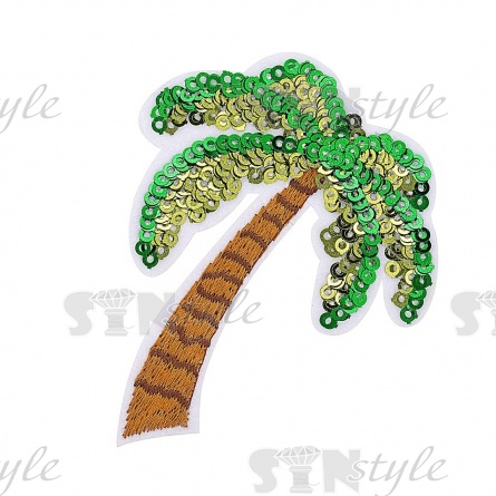 Термоаппликация "Пальма" с пайетками, размер 95х70 мм фото 1