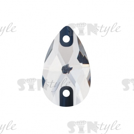 Стразы пришивные стеклянные, форма капля, цвет белый прозрачный, размер 7*12 мм фото 1