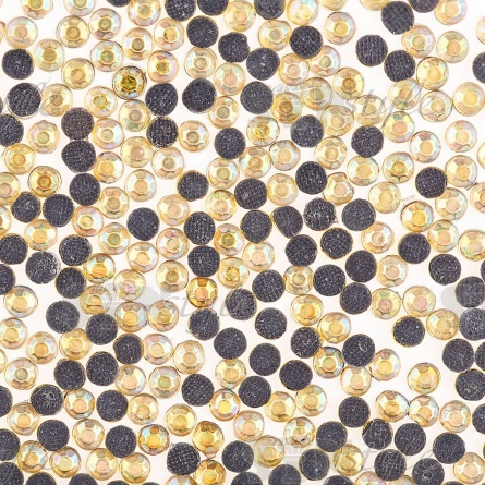 Стразы термоклеевые акриловые SS16, цвет желтый радужный (голография), 500гр/уп  фото 2