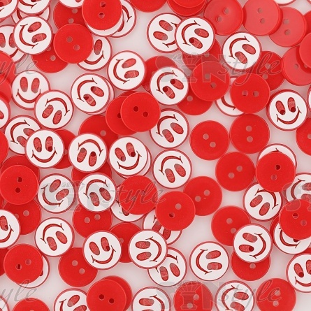 Пуговица пластиковая на два прокола "Смайлик", размер 20L, цвет красный фото 4