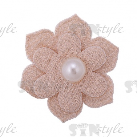 Аппликация 3D "Цветочек", цвет бежевый, размер 33 мм фото 1