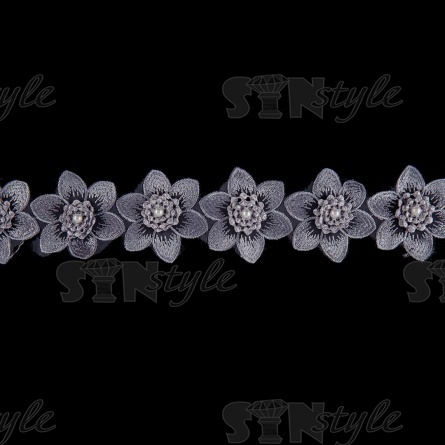 Цветочки из капроновой ленты, ширина 60 мм, намотка 20 ярдов, цвет серый (№ 32) фото 2